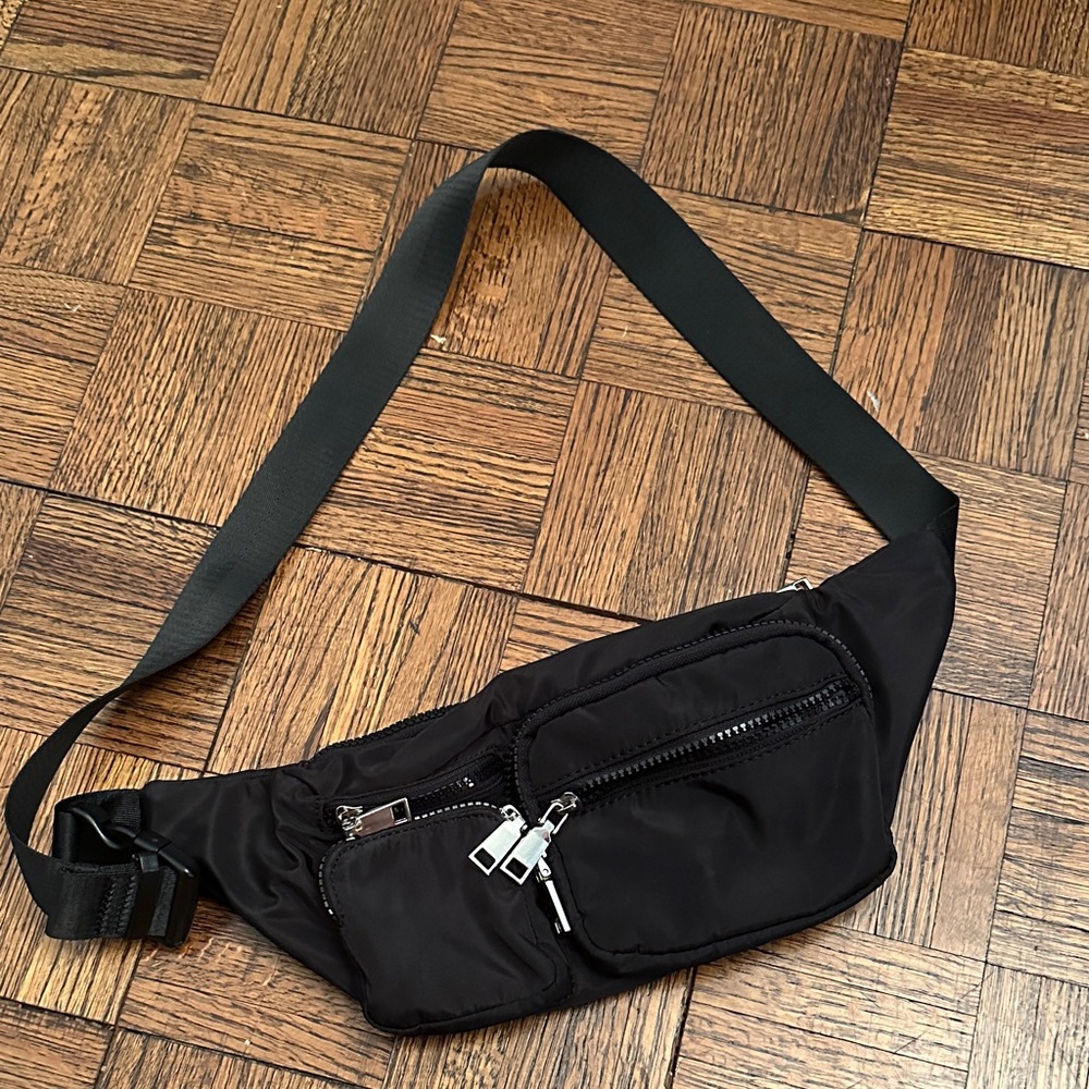 Black Nylon unisex Crossbody Bag